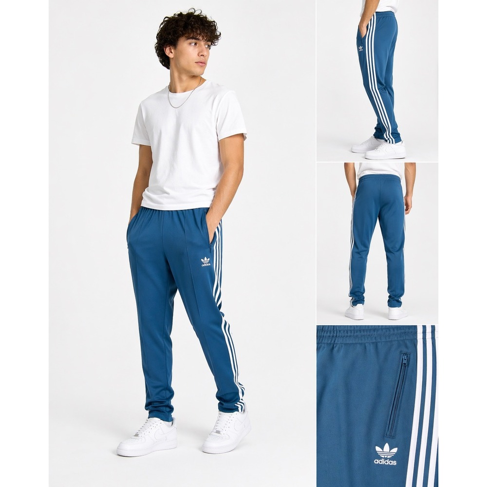 Adidas‎ Originals Beckenbauer Track Pants Mens XL Mineral Blue 3-Stripe Trefoil